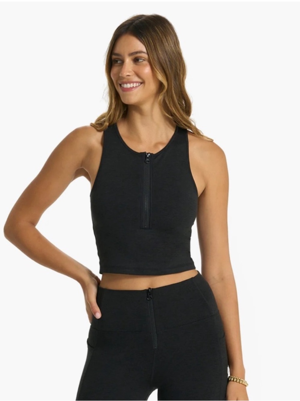 Vuori Granite Heathered Zip Tank Small